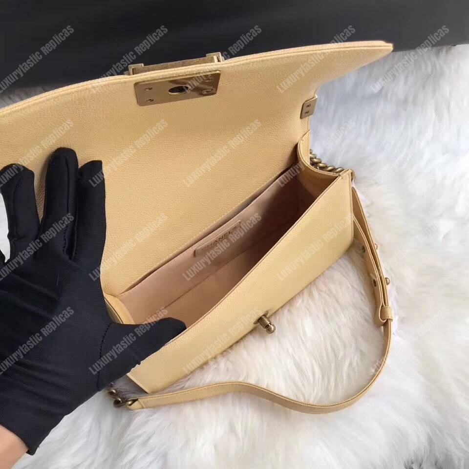 Ch*el boy medium handbag beige