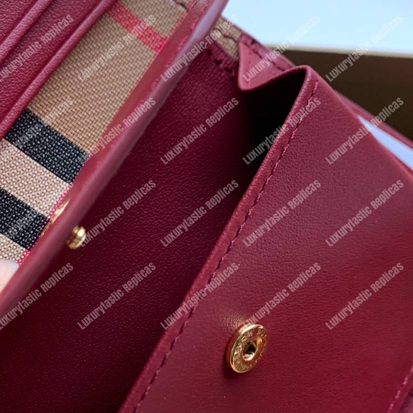 B**rry small vintage check and leather folding wallet crimson