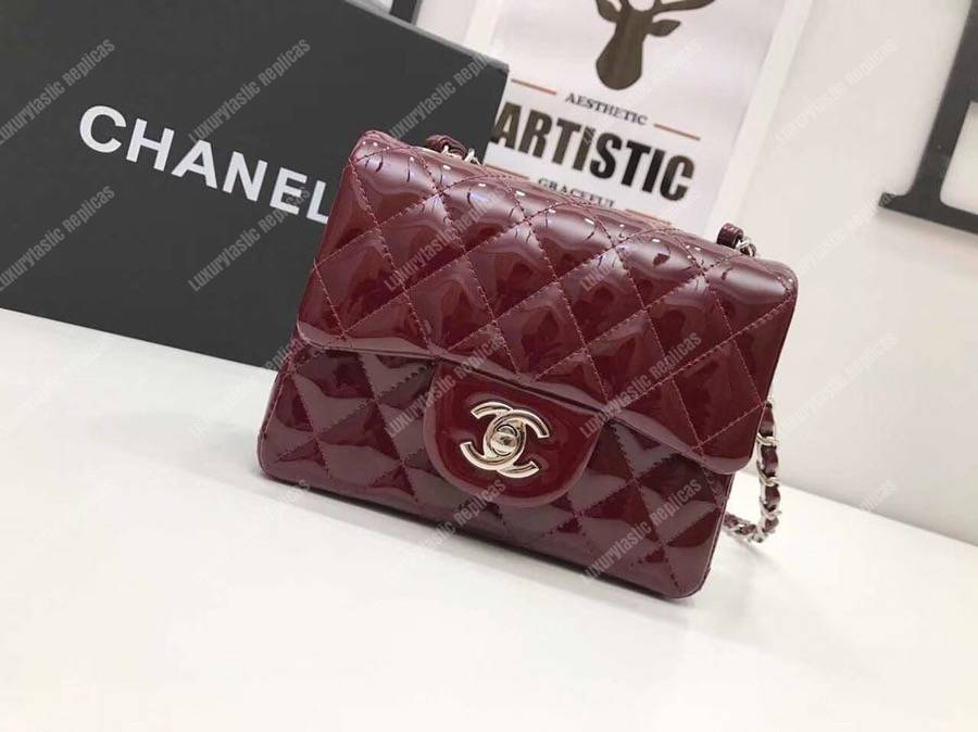 Ch*el mini flap bag burgundy