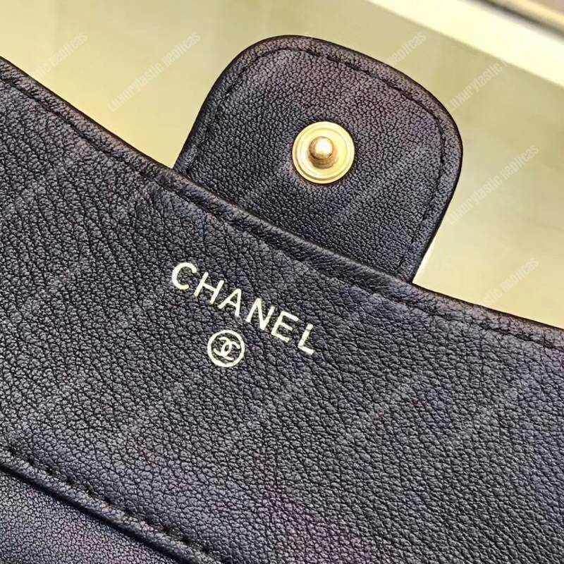 Ch*el classic small flap wallet black