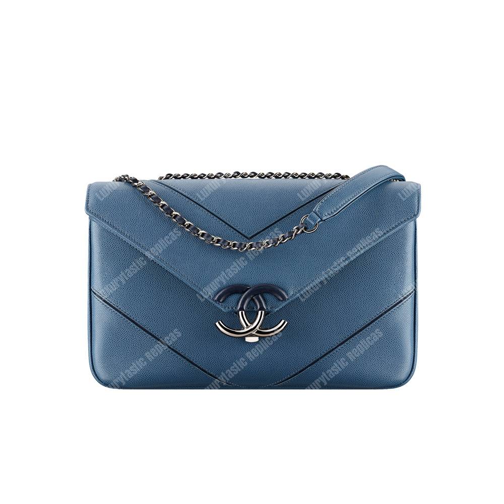 Ch*el medium flap bag blue