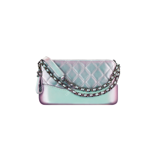 Ch*el clutch with chain purple metallic