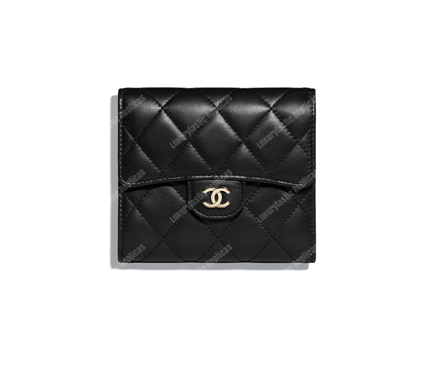 Ch*el classic small flap wallet black