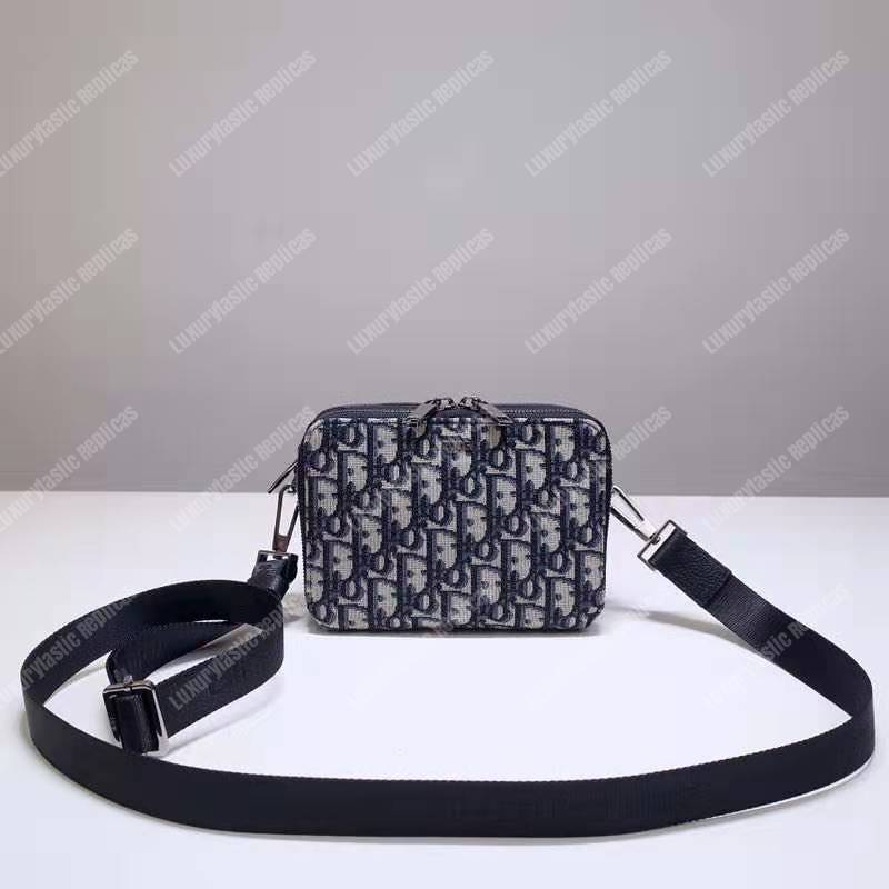 D*or oblique jacquard pouch beige and black
