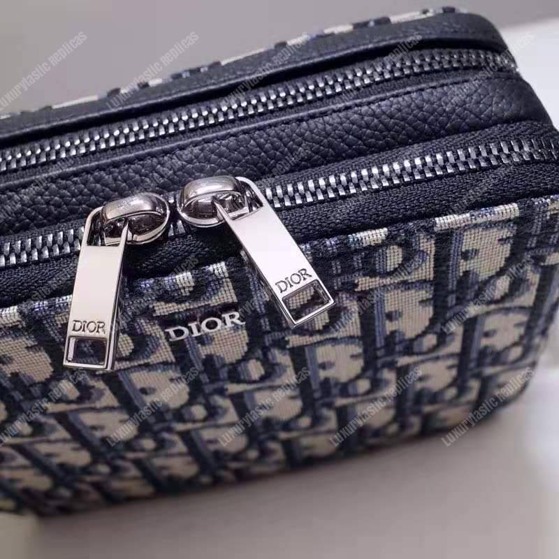D*or oblique jacquard pouch beige and black
