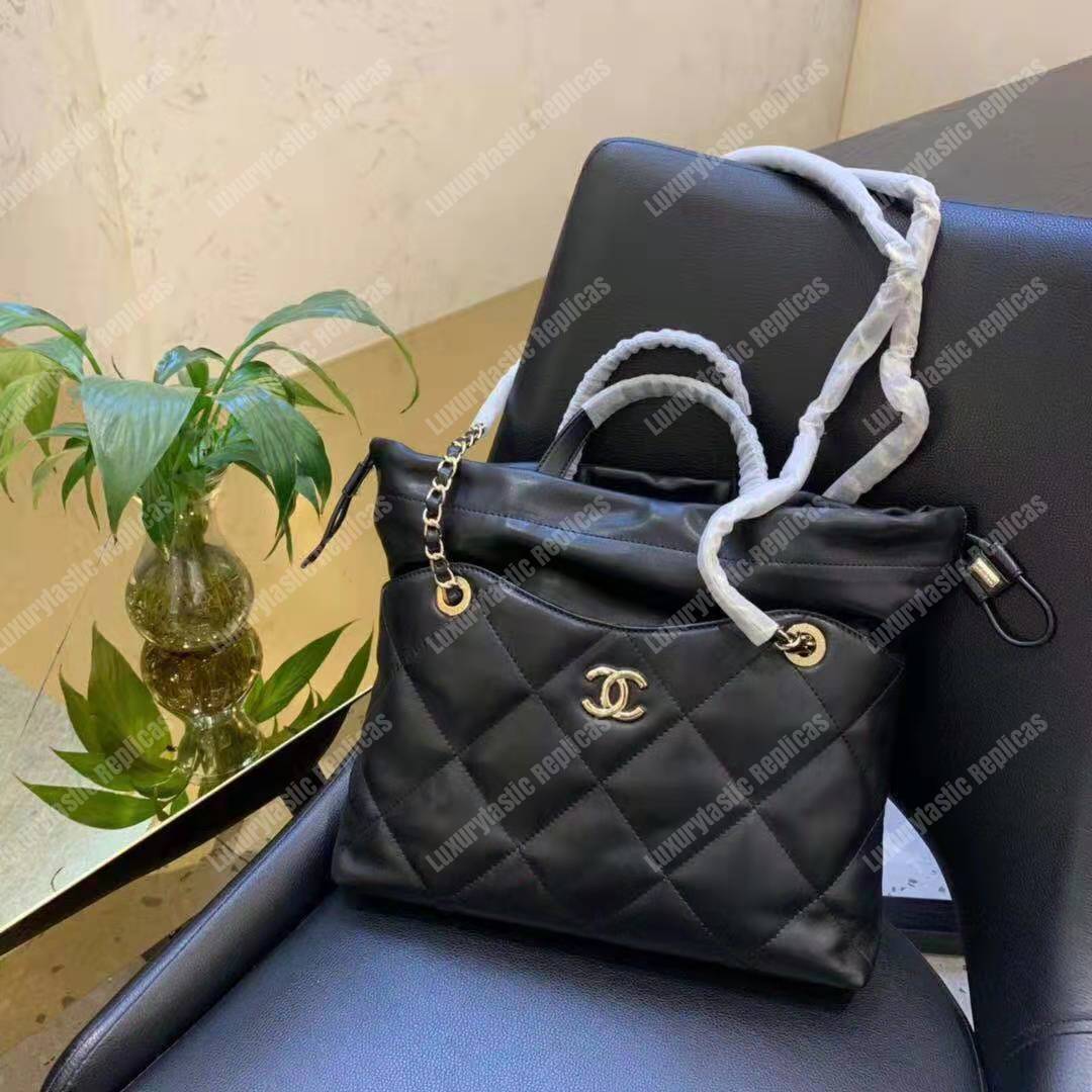 Ch*el small shopping bag black