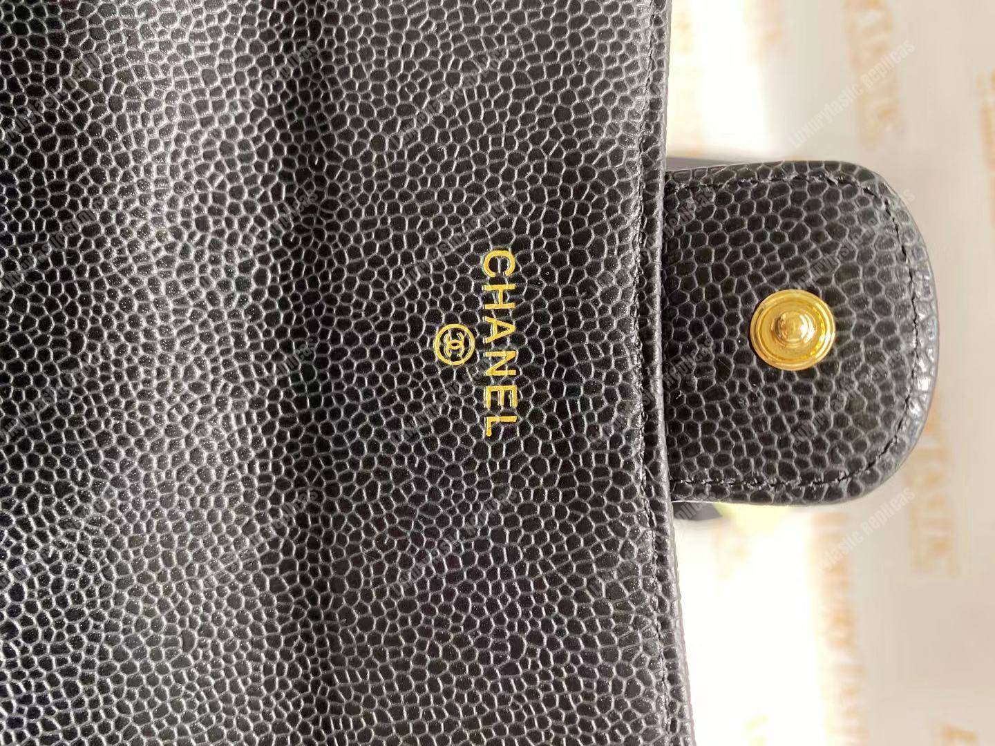 Ch*el classic long flap wallet black