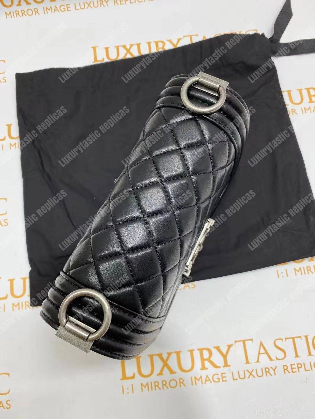 small boy Ch*el handbag black-silver