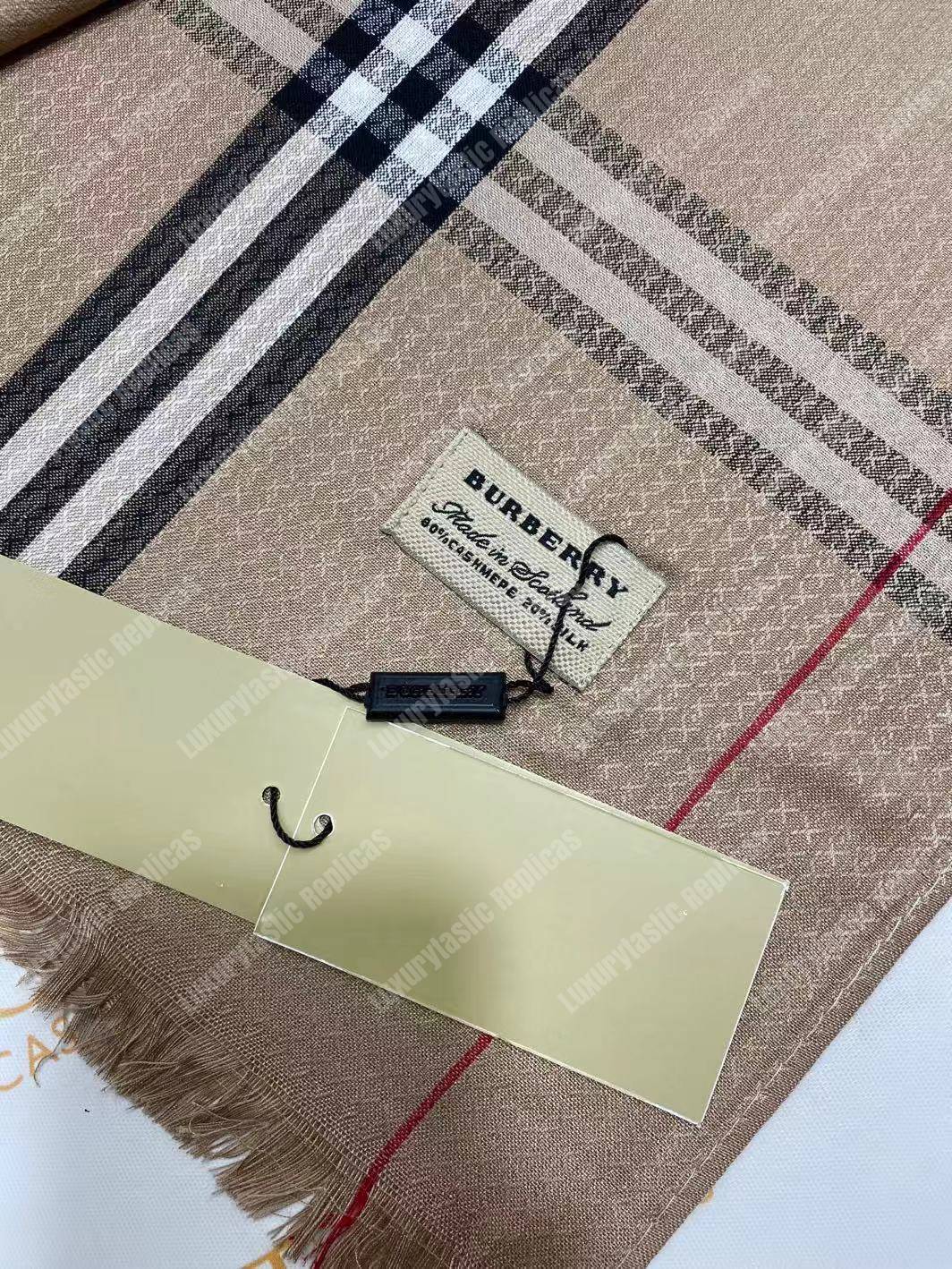 B**rry check cashmere scarf archive beige
