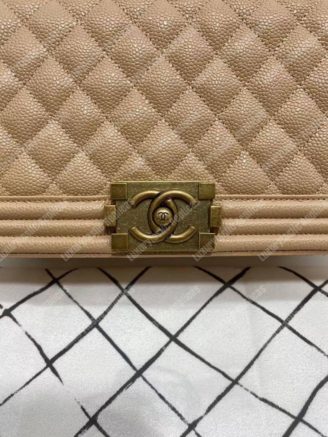 Ch*el boy medium handbag beige