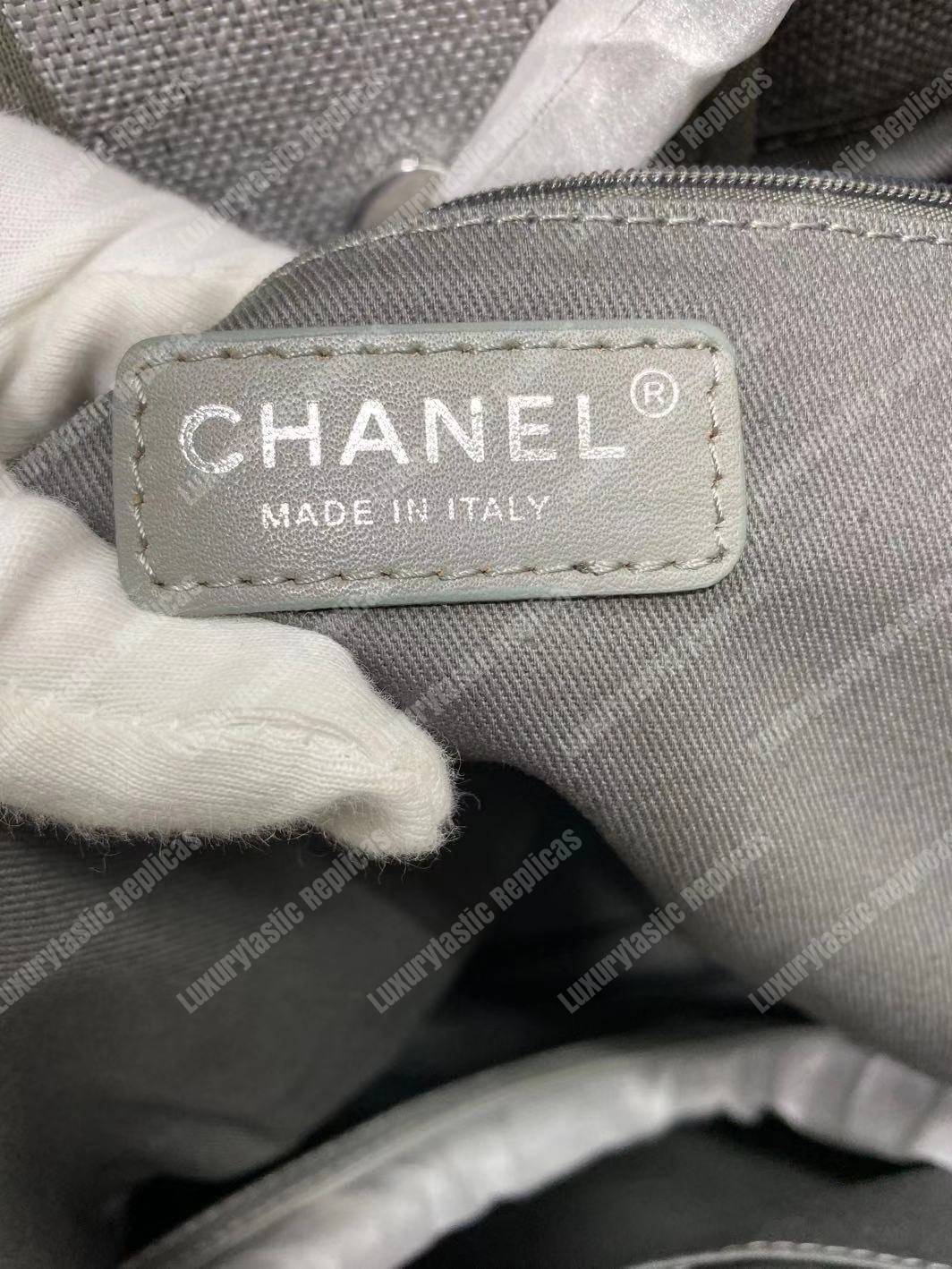 Ch*el deauville fabric tote gray