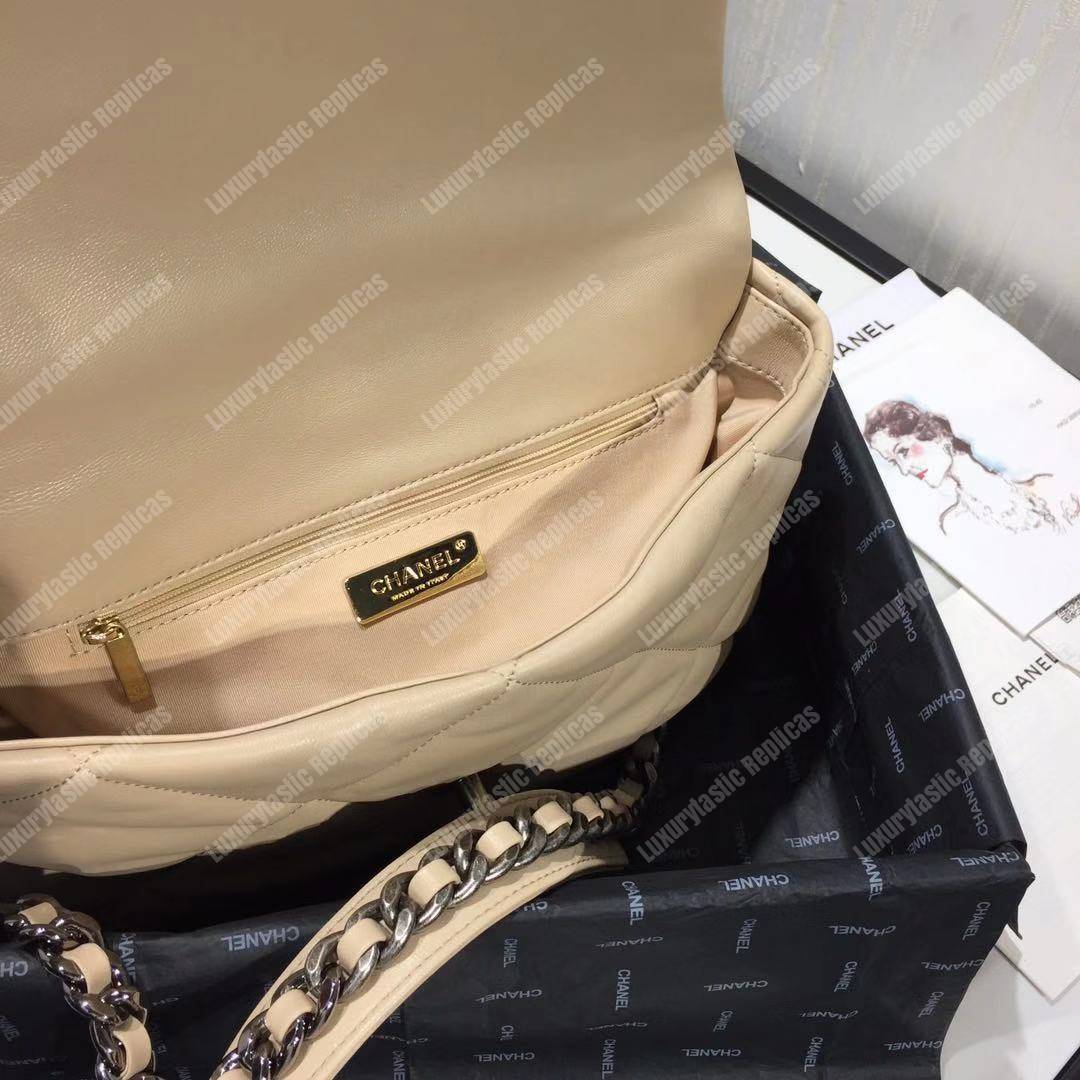 Ch*el 19 large flap bag beige