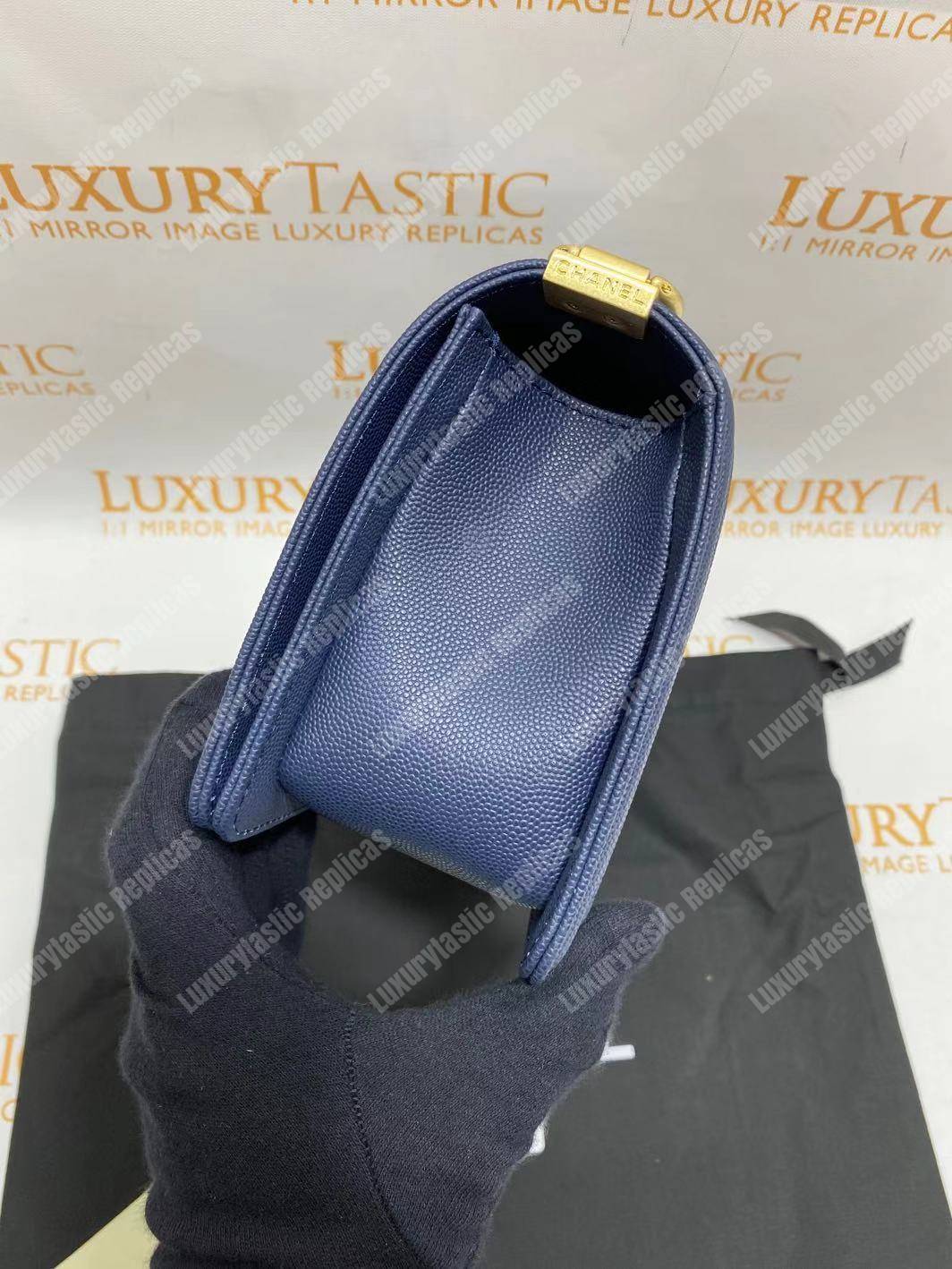 Ch*el boy medium handbag navy blue