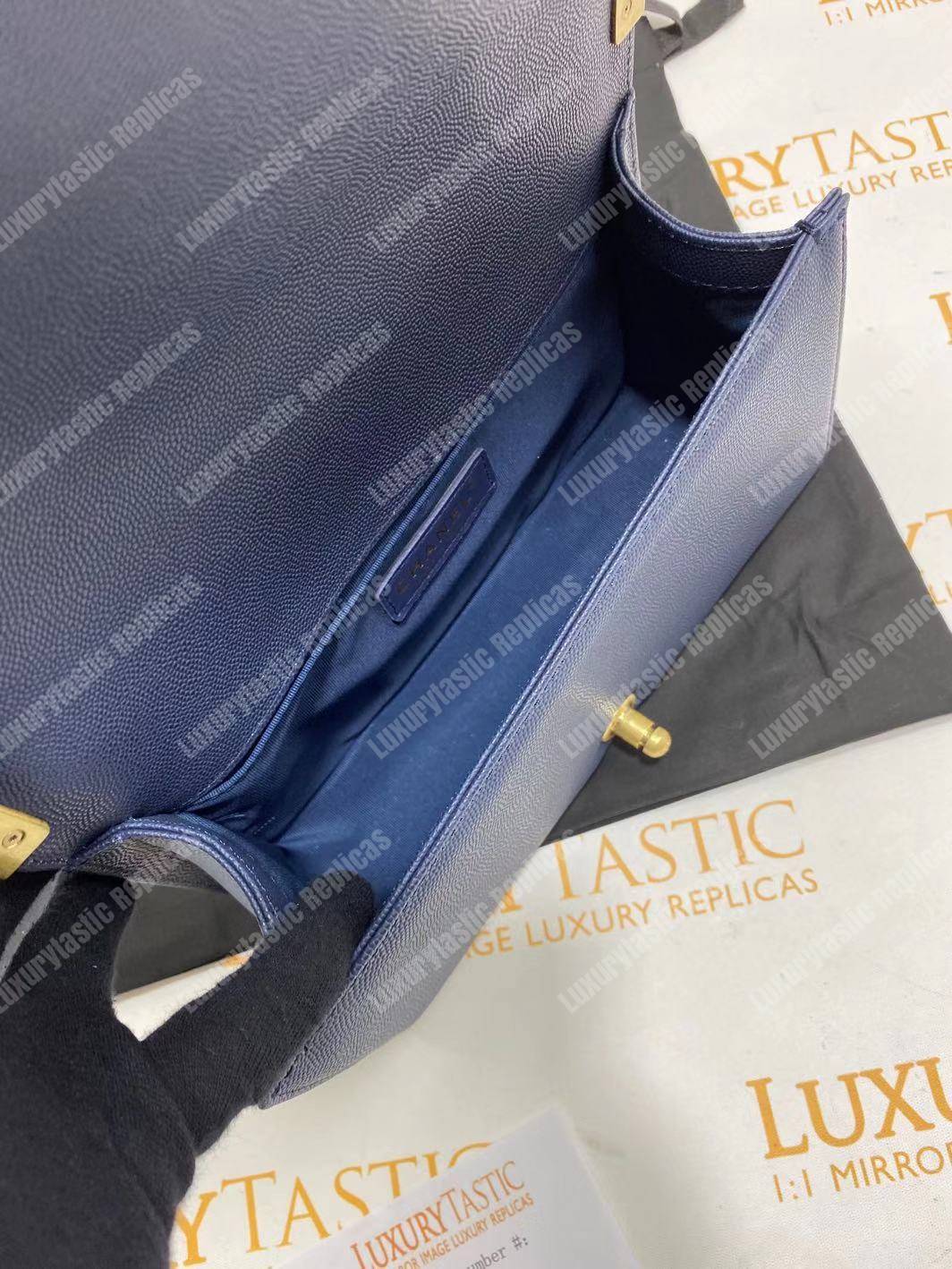 Ch*el boy medium handbag navy blue