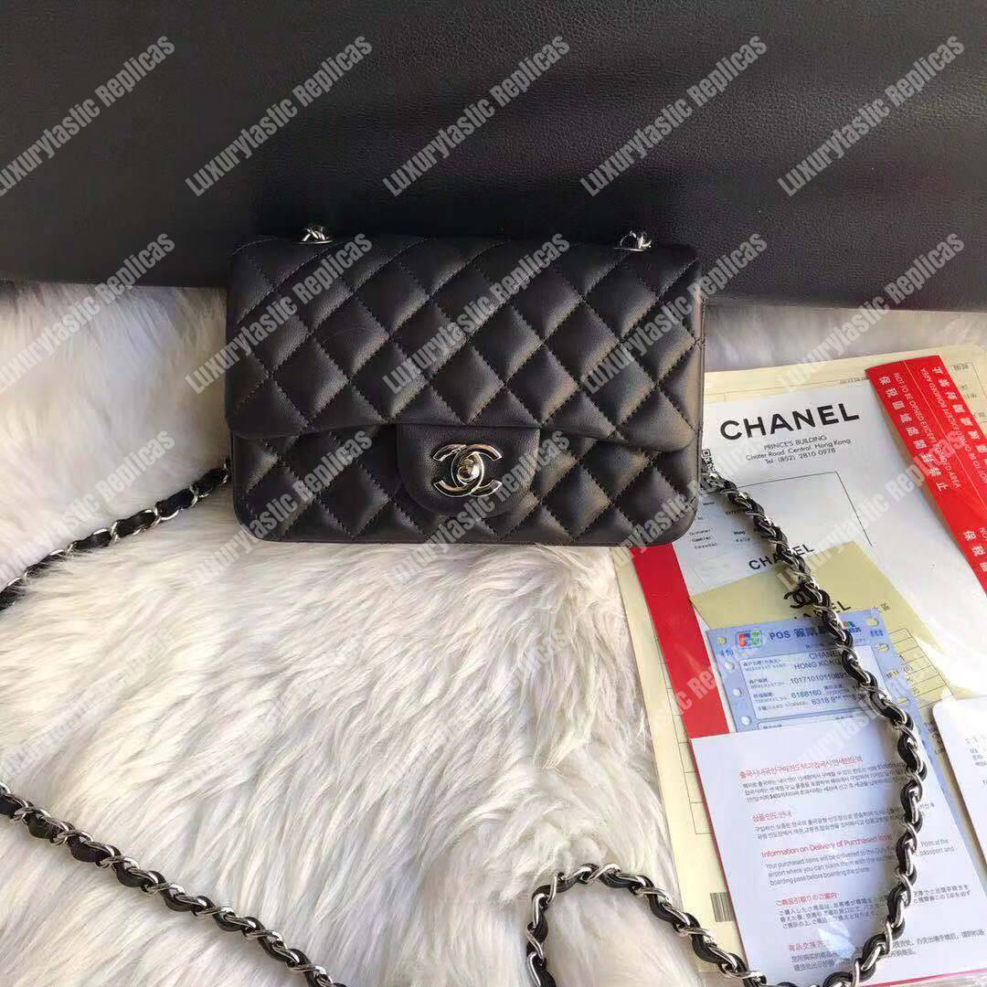 Ch*el mini flap bag black lambskin