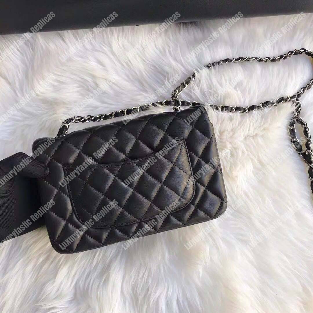 Ch*el mini flap bag black lambskin