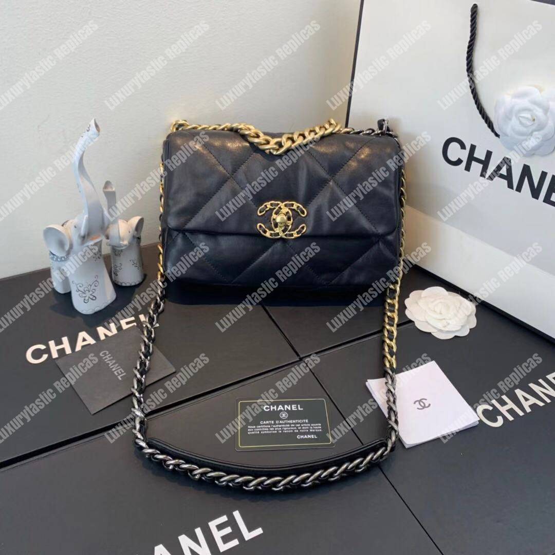 Ch*el 19 large flap bag black