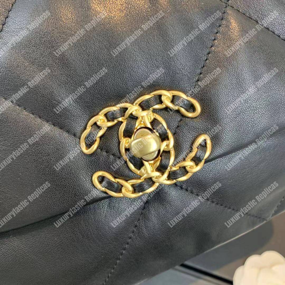 Ch*el 19 large flap bag black