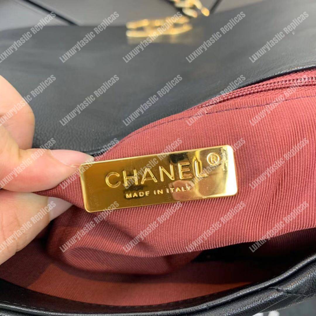 Ch*el 19 large flap bag black