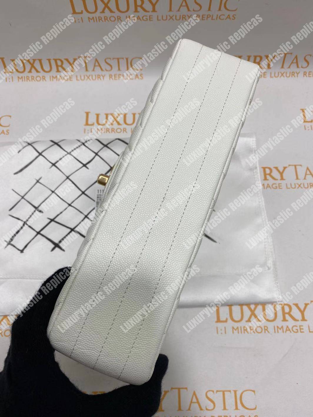 Ch*el classic medium handbag white