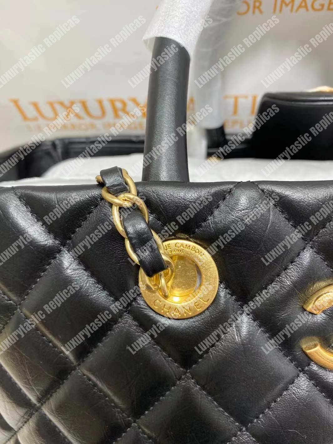 Ch*el large shopping bag black (38cm)