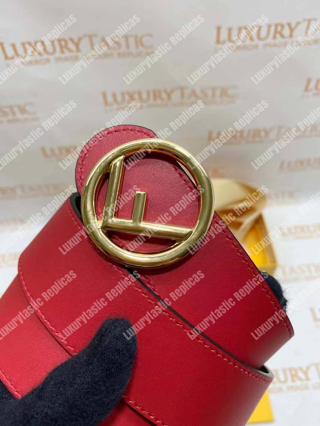 F**di red/black leather belt