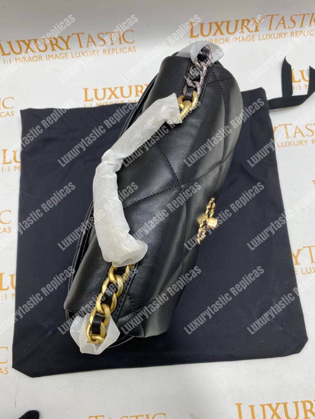 Ch*el 19 large flap bag black