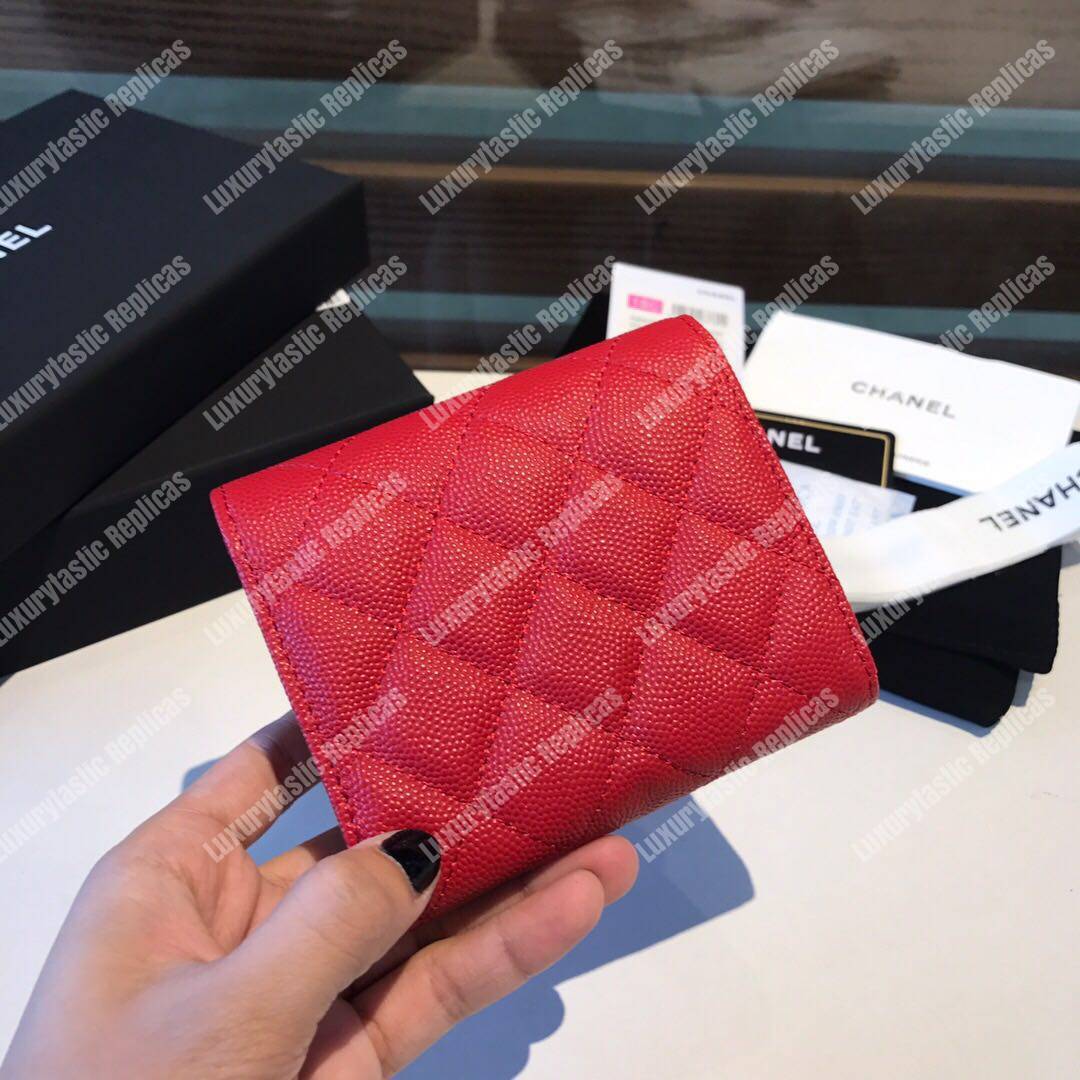 Ch*el classic small flap wallet red