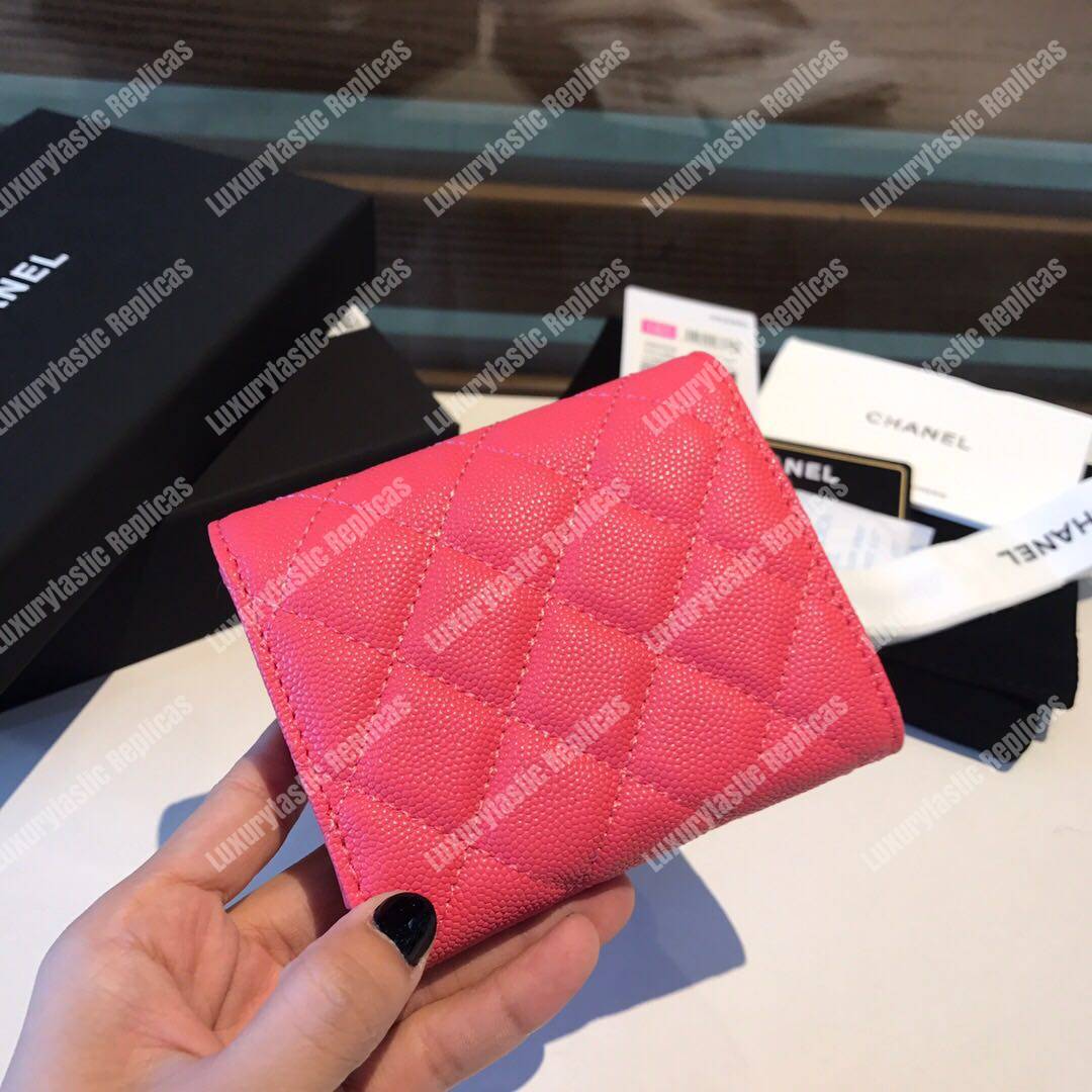 Ch*el classic small flap wallet pink