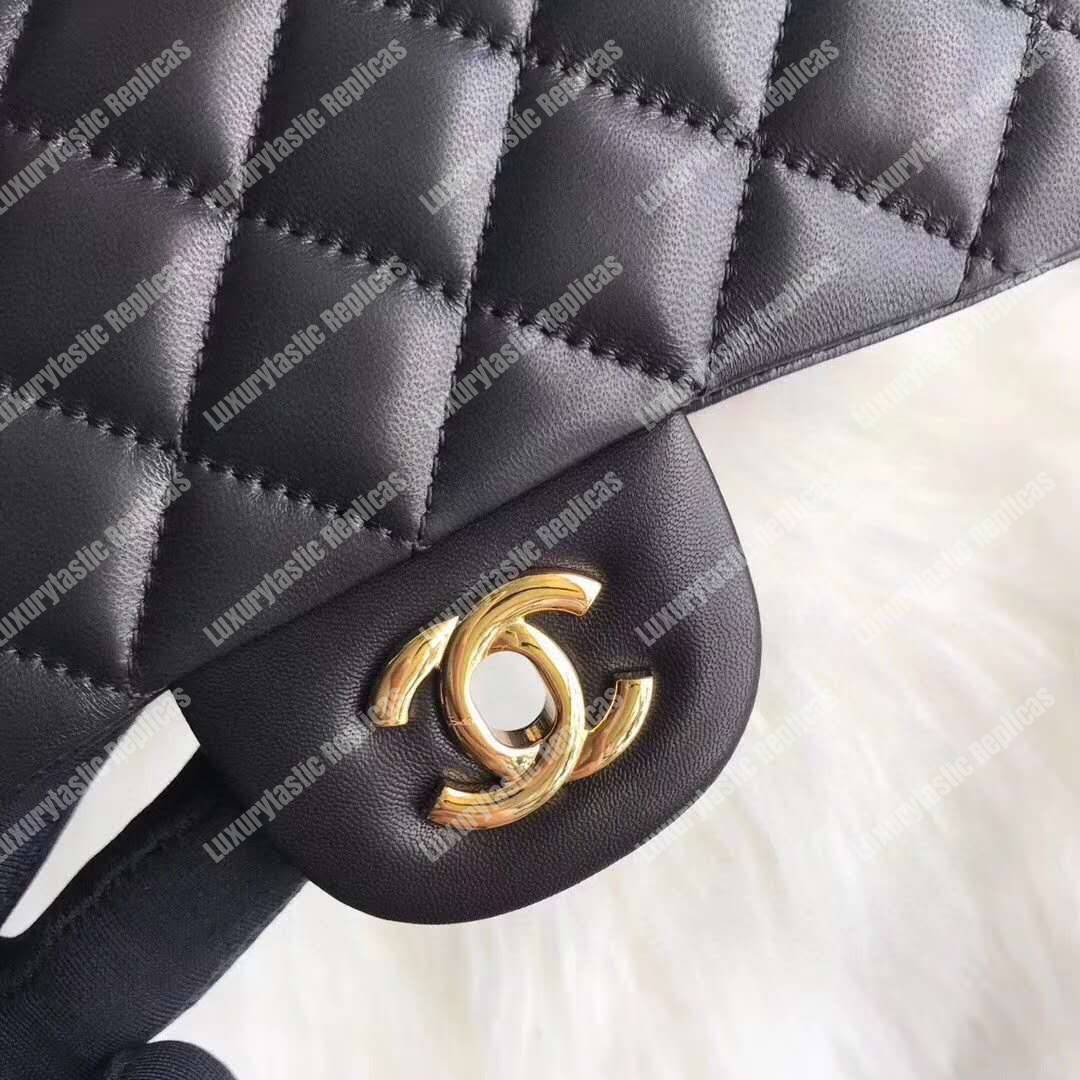 Ch*el mini flap bag black lambskin gold hardware