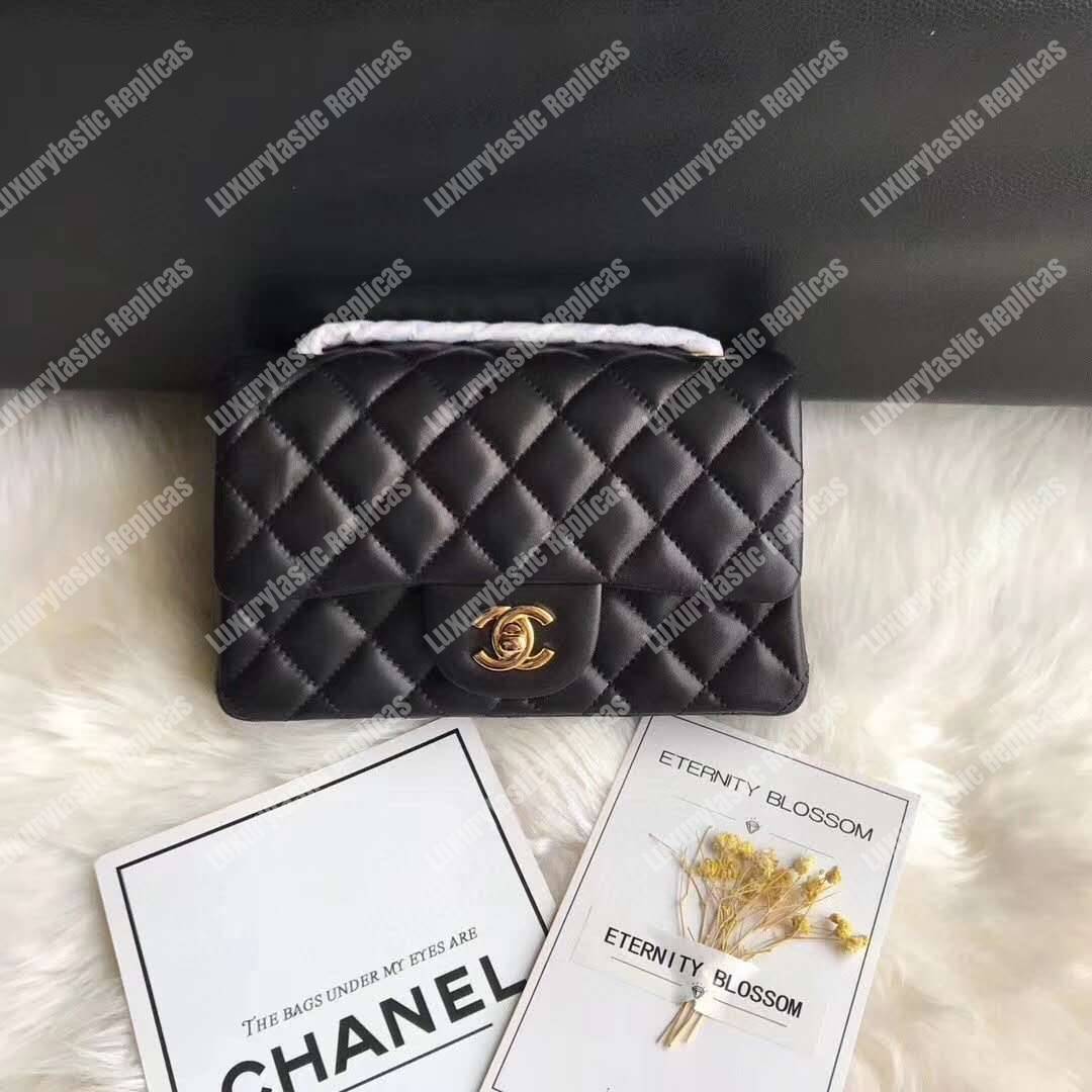 Ch*el mini flap bag black lambskin gold hardware