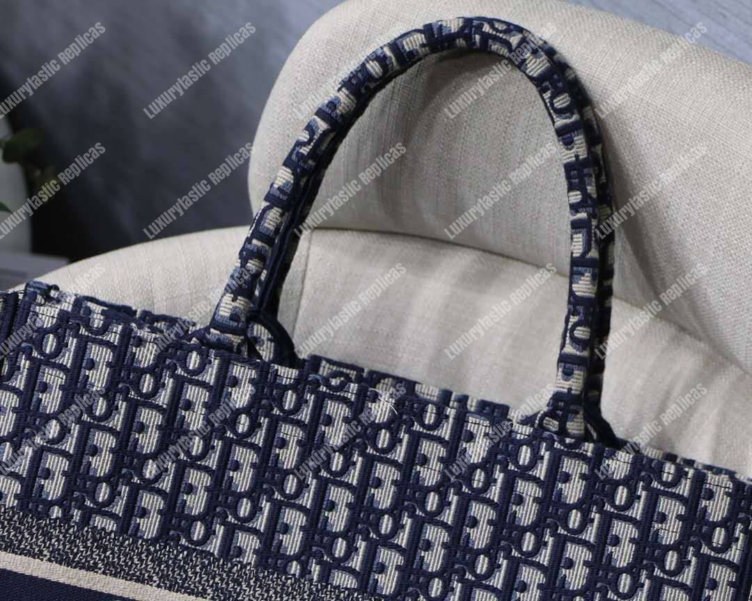 D*or small blue D*or oblique embroidered D*or book tote