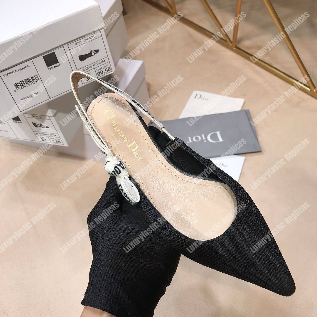 D*or j’aD*or ballerina in black technical canvas
