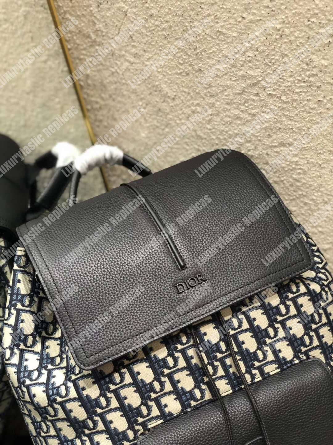 D*or navy blue oblique drawstring motion backpack black/beige