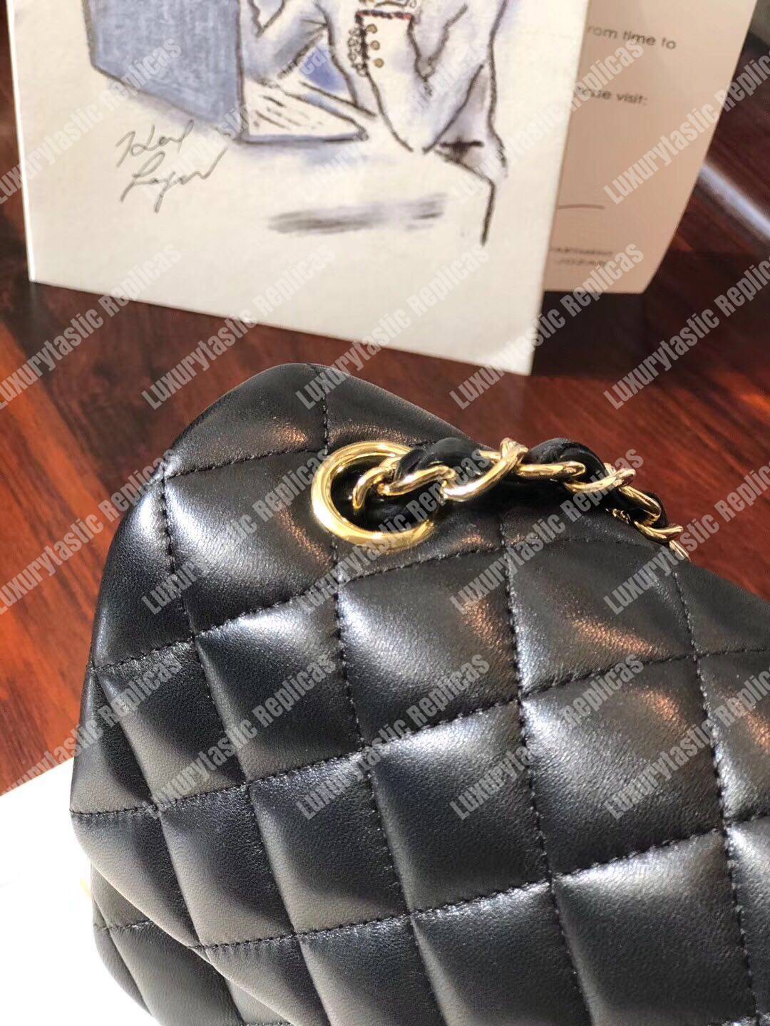 Ch*el mini classic rectangle flap bag black