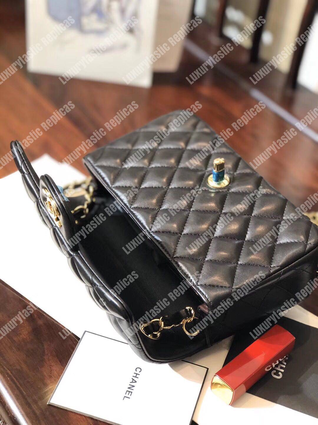 Ch*el mini classic rectangle flap bag black