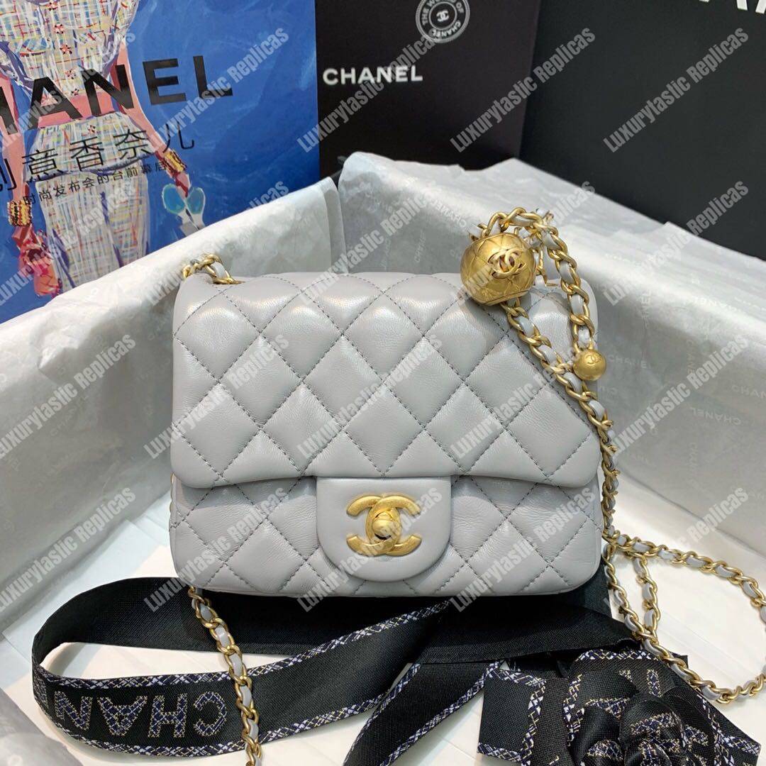 Ch*el mini flap bag light grey