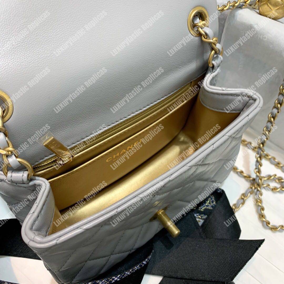 Ch*el mini flap bag light grey
