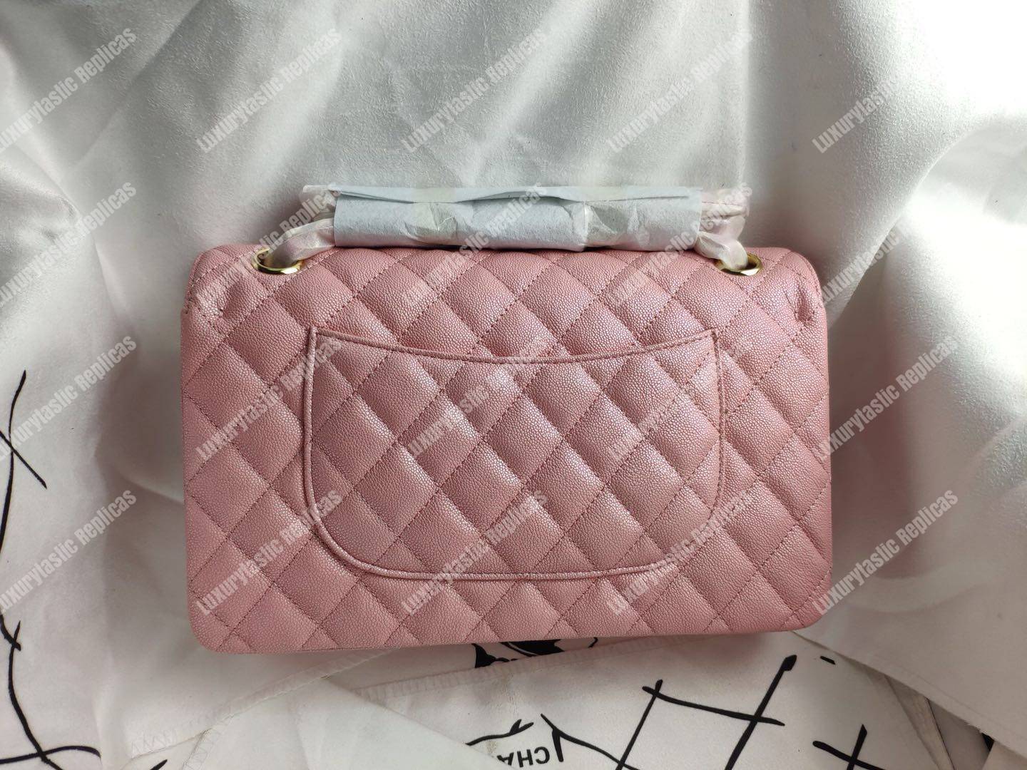 Ch*el medium classic flap bag iridescent pink