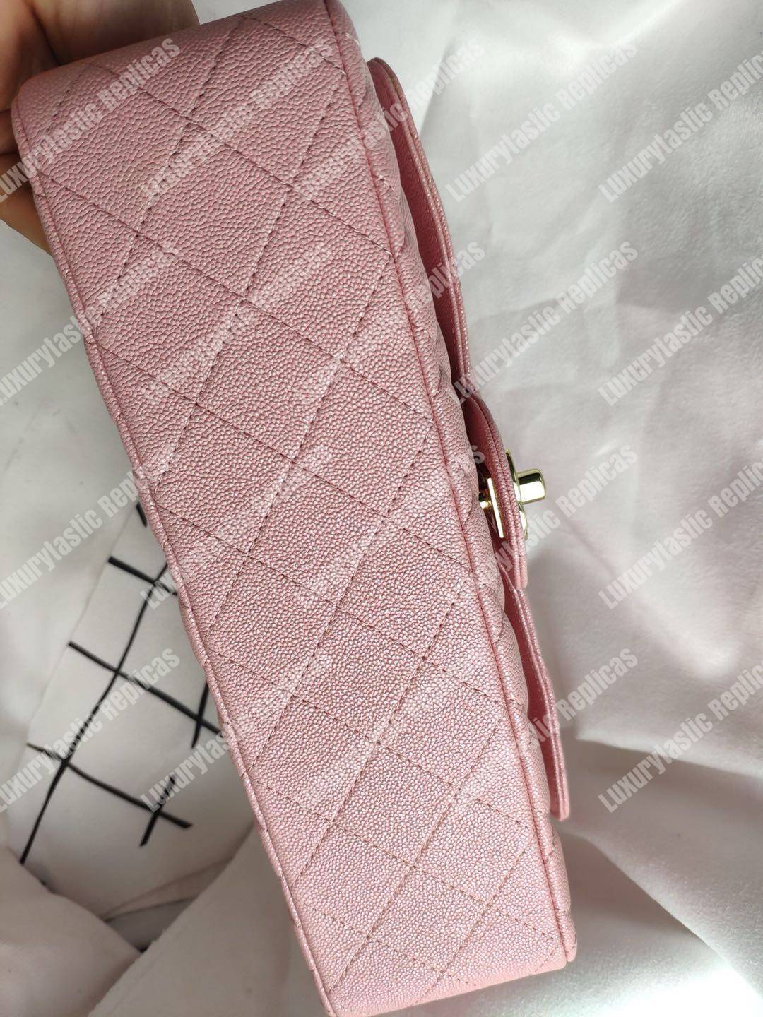 Ch*el medium classic flap bag iridescent pink