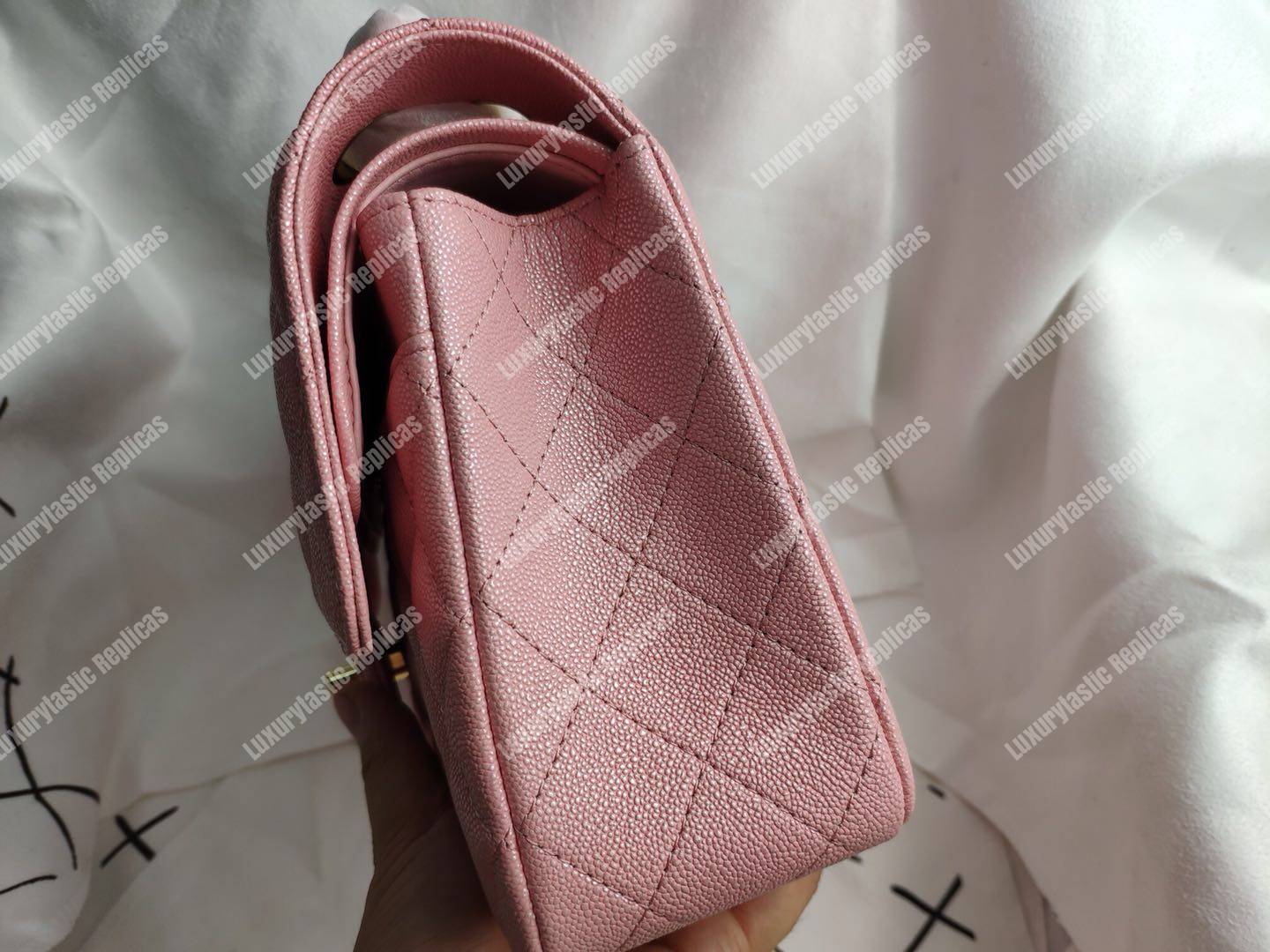 Ch*el medium classic flap bag iridescent pink