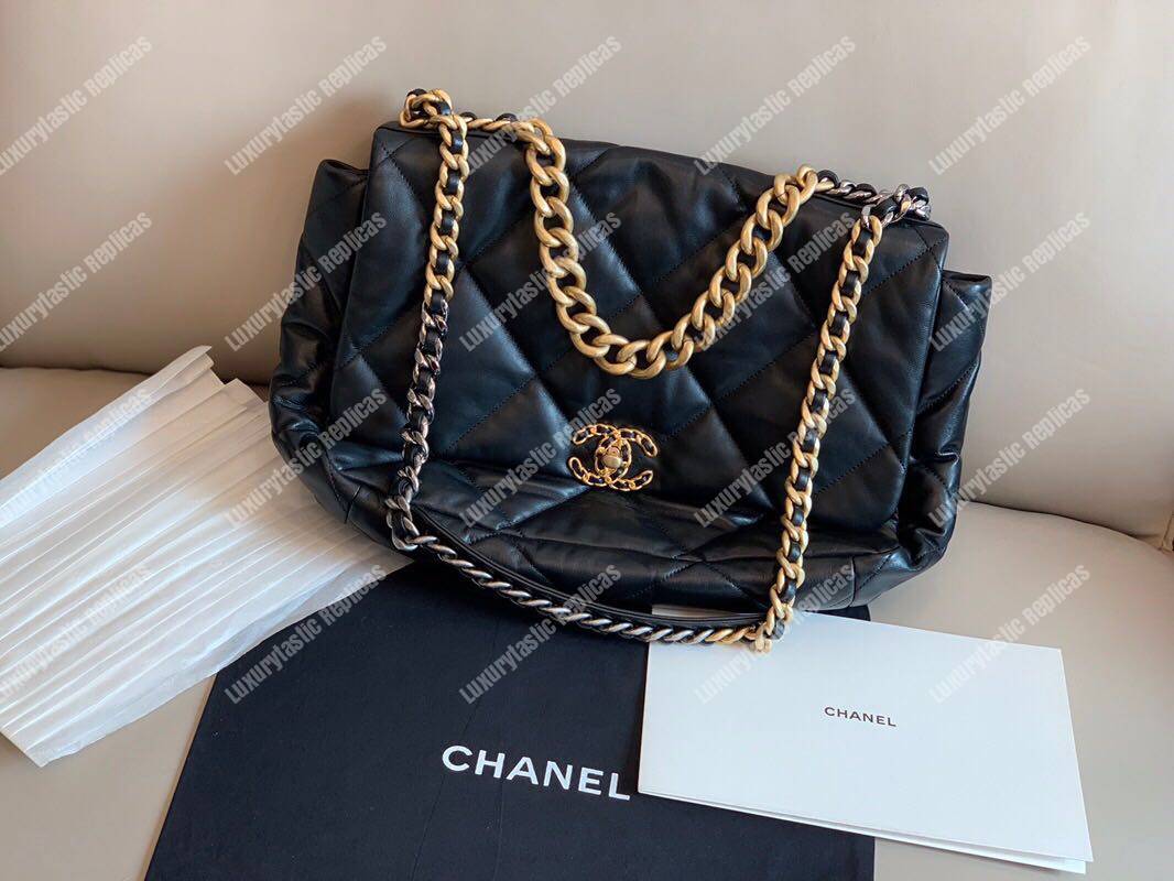 Ch*el 19 maxi flap bag black