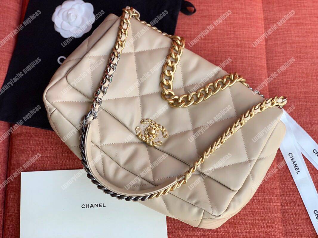 Ch*el 19 maxi flap bag beige