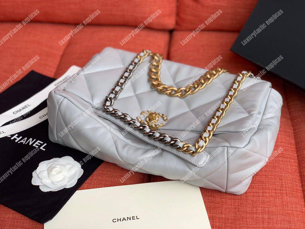 Ch*el 19 maxi flap bag grey