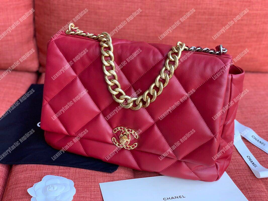 Ch*el 19 maxi flap bag red