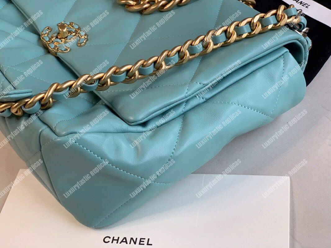 Ch*el 19 maxi flap bag sky blue