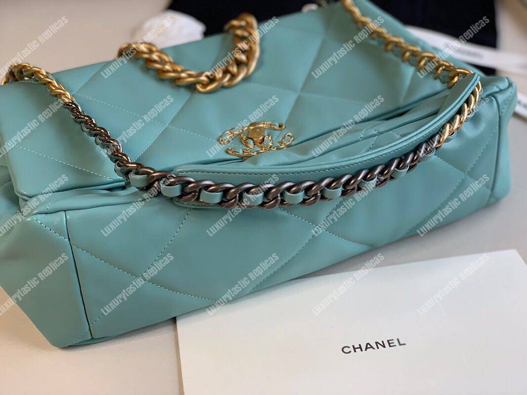 Ch*el 19 maxi flap bag sky blue