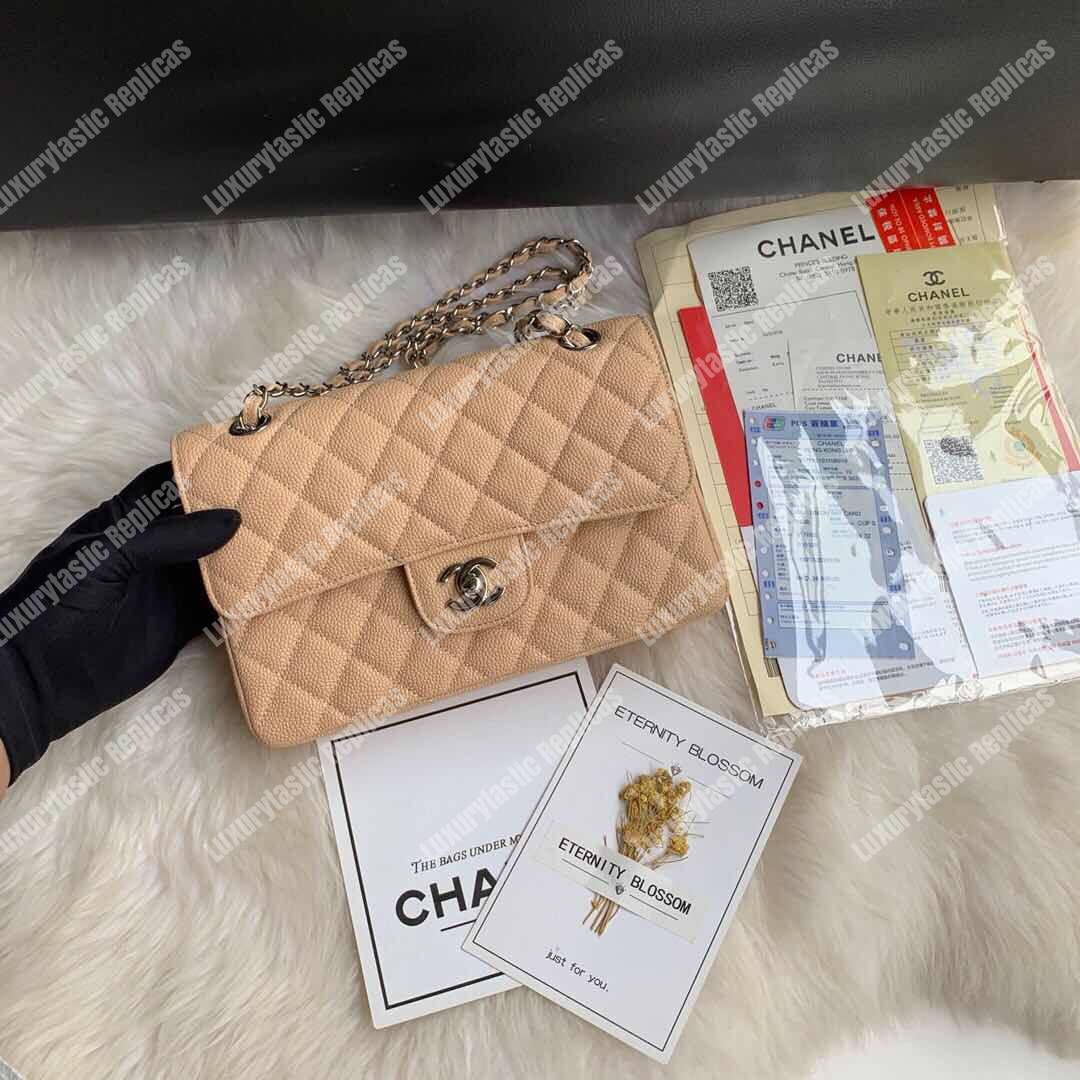 Ch*el classic small flap bag beige