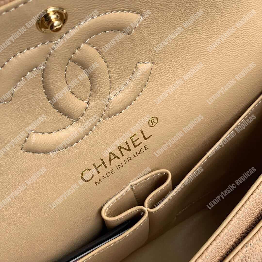 Ch*el classic small flap bag beige