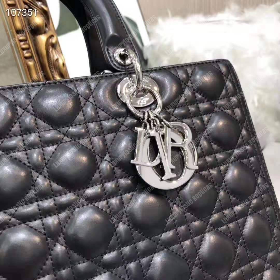 lady D*or ultra-matte tote bag silver